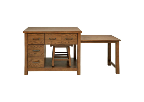182446 Mayfair 3-piece Kitchen Island with Extension Table Dark Oak