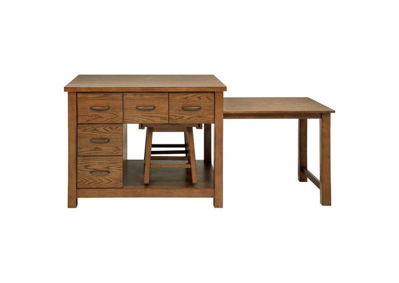 182446 Mayfair 3-piece Kitchen Island with Extension Table Dark Oak