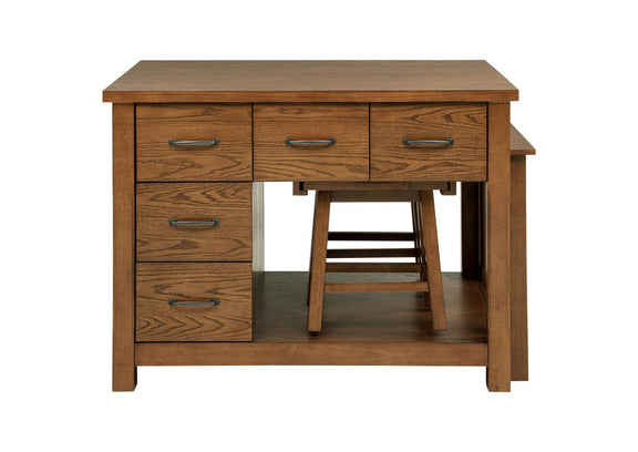 182446 Mayfair 3-piece Kitchen Island with Extension Table Dark Oak