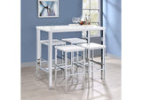 Natividad 5-piece Pub Height Bar Table Set White High Gloss