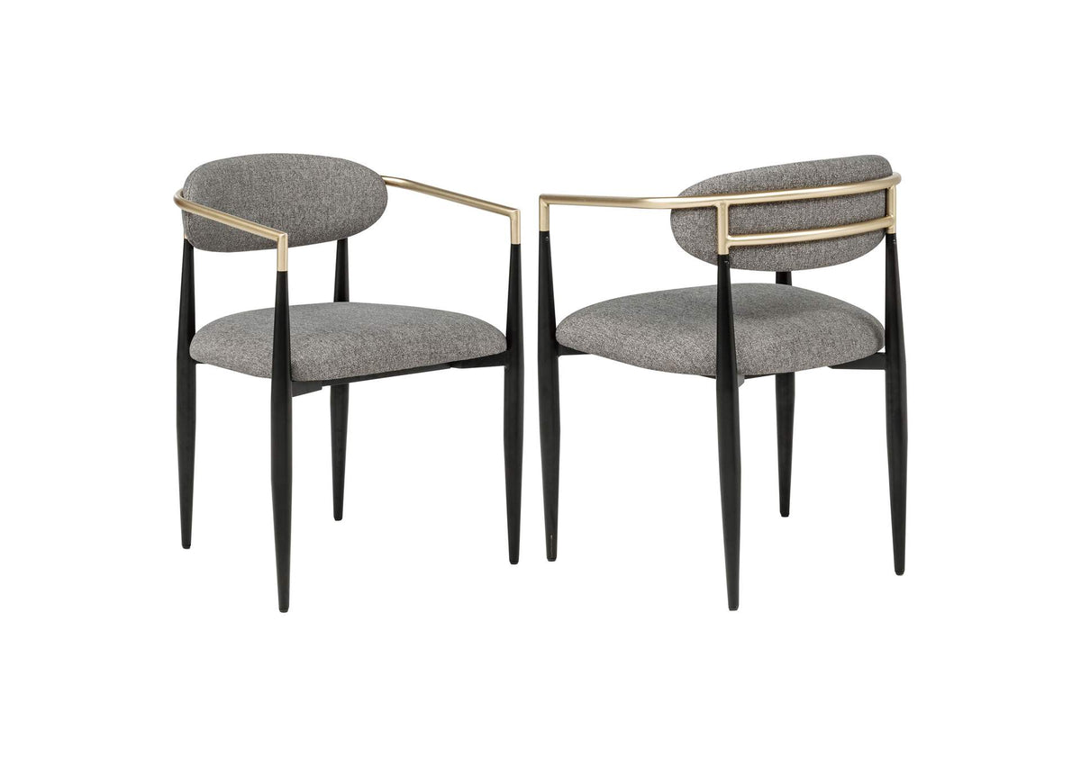 182682 Bradbury Fabric Upholstered Dining Arm Chair Grey (Set of 2)