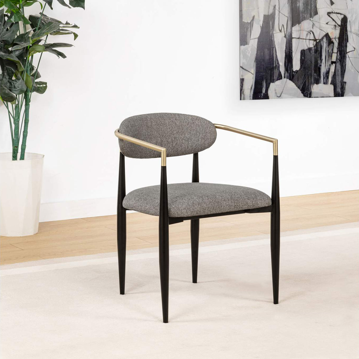 182682 Bradbury Fabric Upholstered Dining Arm Chair Grey (Set of 2)