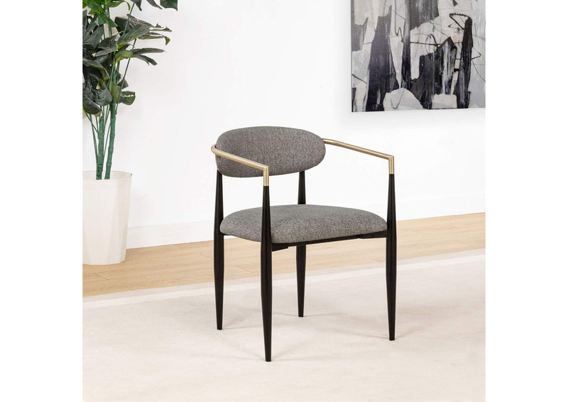 182682 Bradbury Fabric Upholstered Dining Arm Chair Grey (Set of 2)