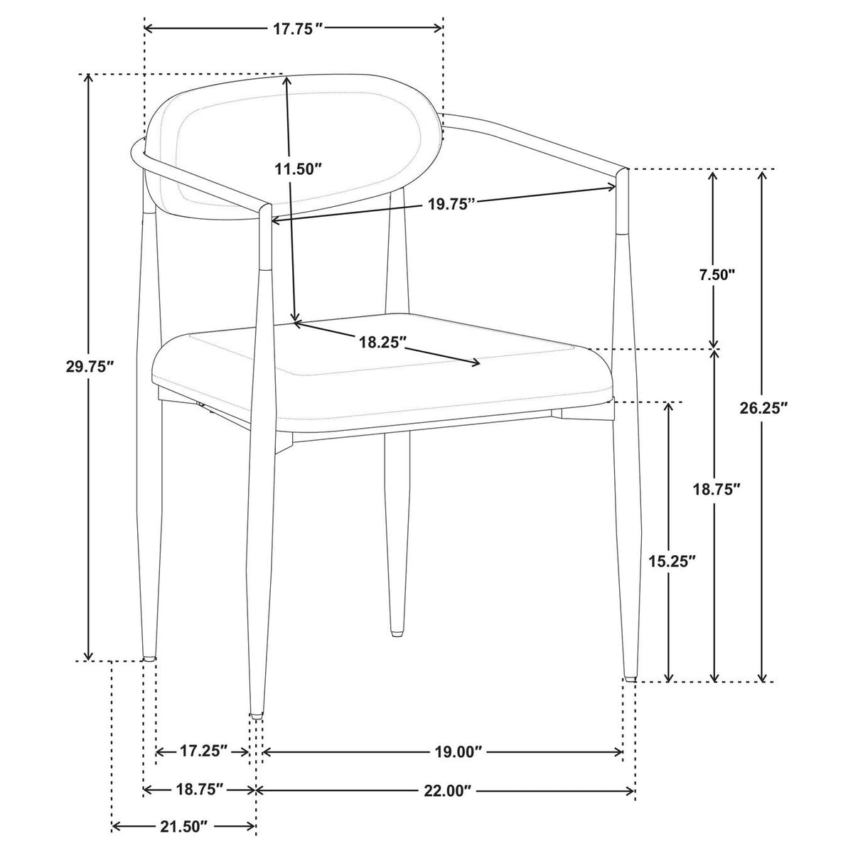 182682 Bradbury Fabric Upholstered Dining Arm Chair Grey (Set of 2)