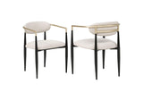 182692 Bradbury Fabric Upholstered Dining Arm Chair Beige (Set of 2)