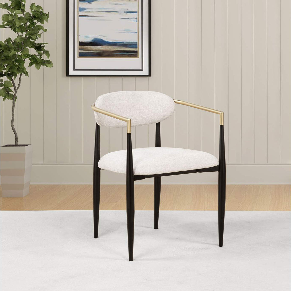 182692 Bradbury Fabric Upholstered Dining Arm Chair Beige (Set of 2)