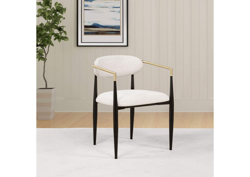 182692 Bradbury Fabric Upholstered Dining Arm Chair Beige (Set of 2)