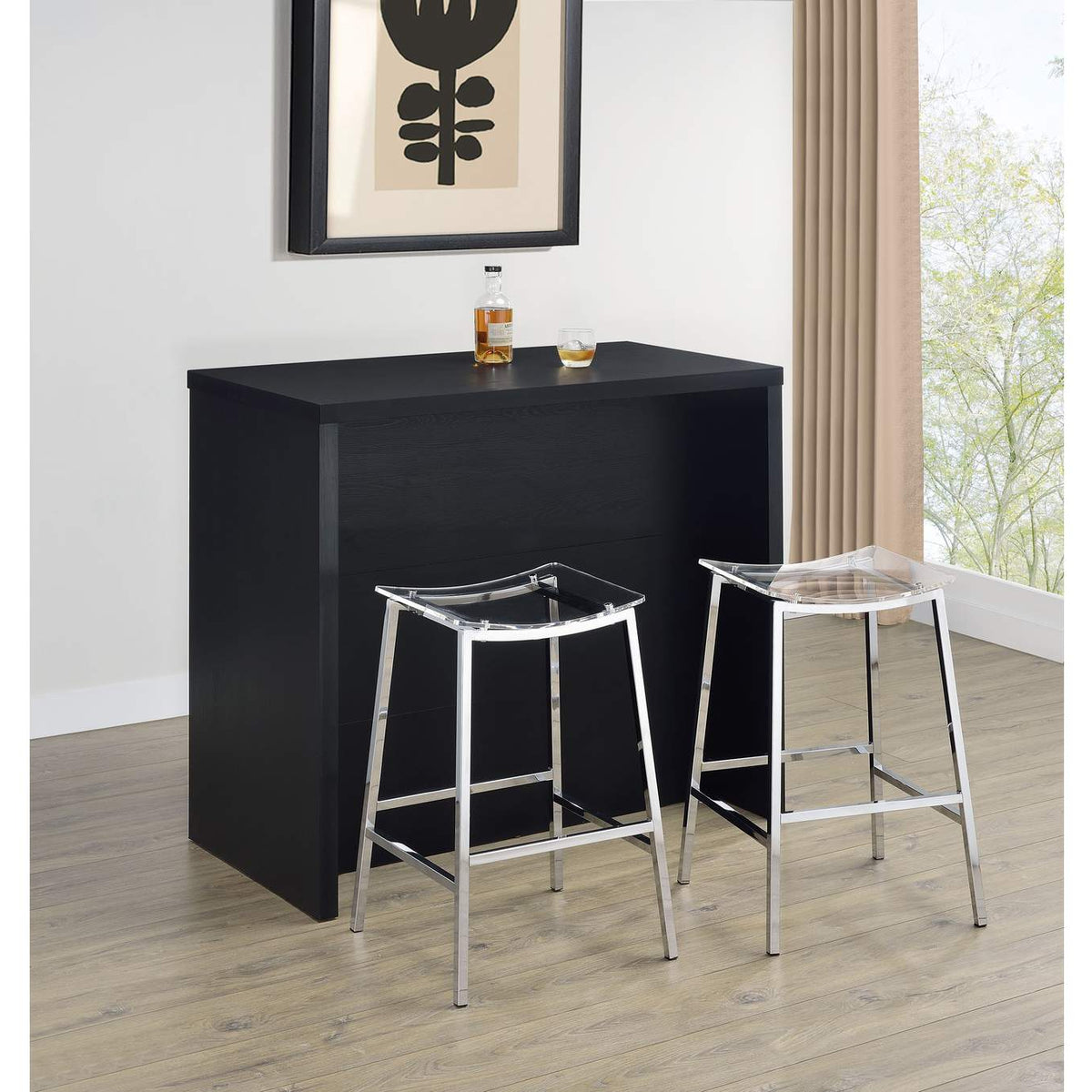 182784 Topanga Engineered Wood Freestanding Home Bar Black