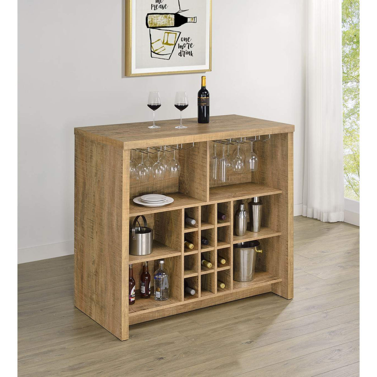 182785 Topanga Engineered Wood Freestanding Home Bar Mango