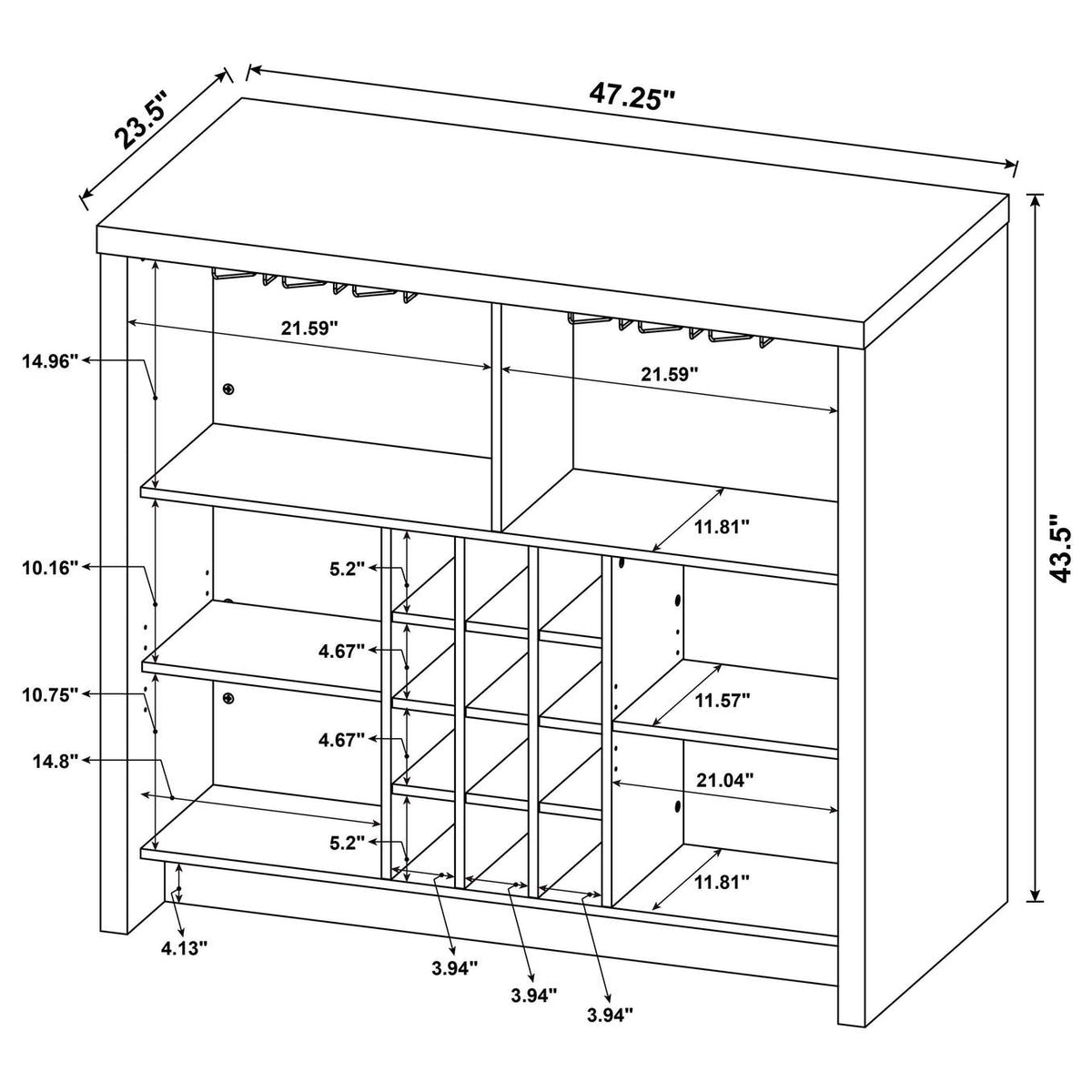 182785 Topanga Engineered Wood Freestanding Home Bar Mango