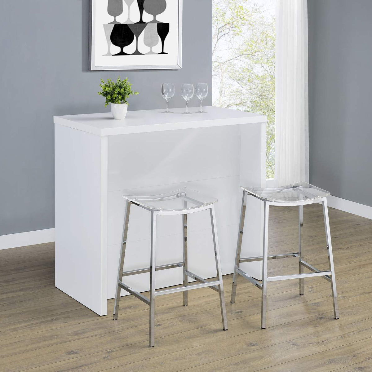 182786 Topanga Engineered Wood Freestanding Home Bar White