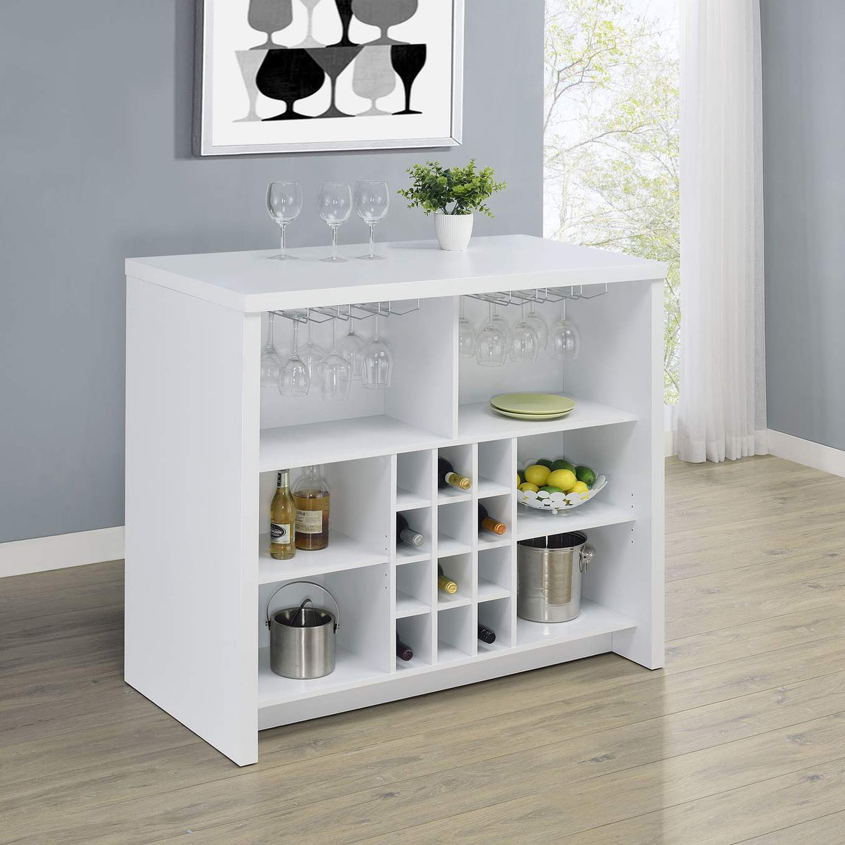 182786 Topanga Engineered Wood Freestanding Home Bar White
