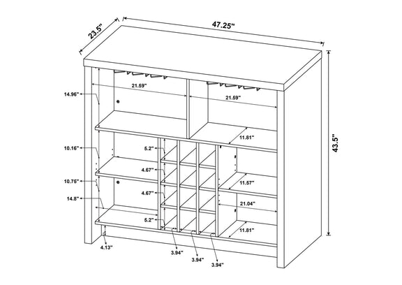 182786 Topanga Engineered Wood Freestanding Home Bar White