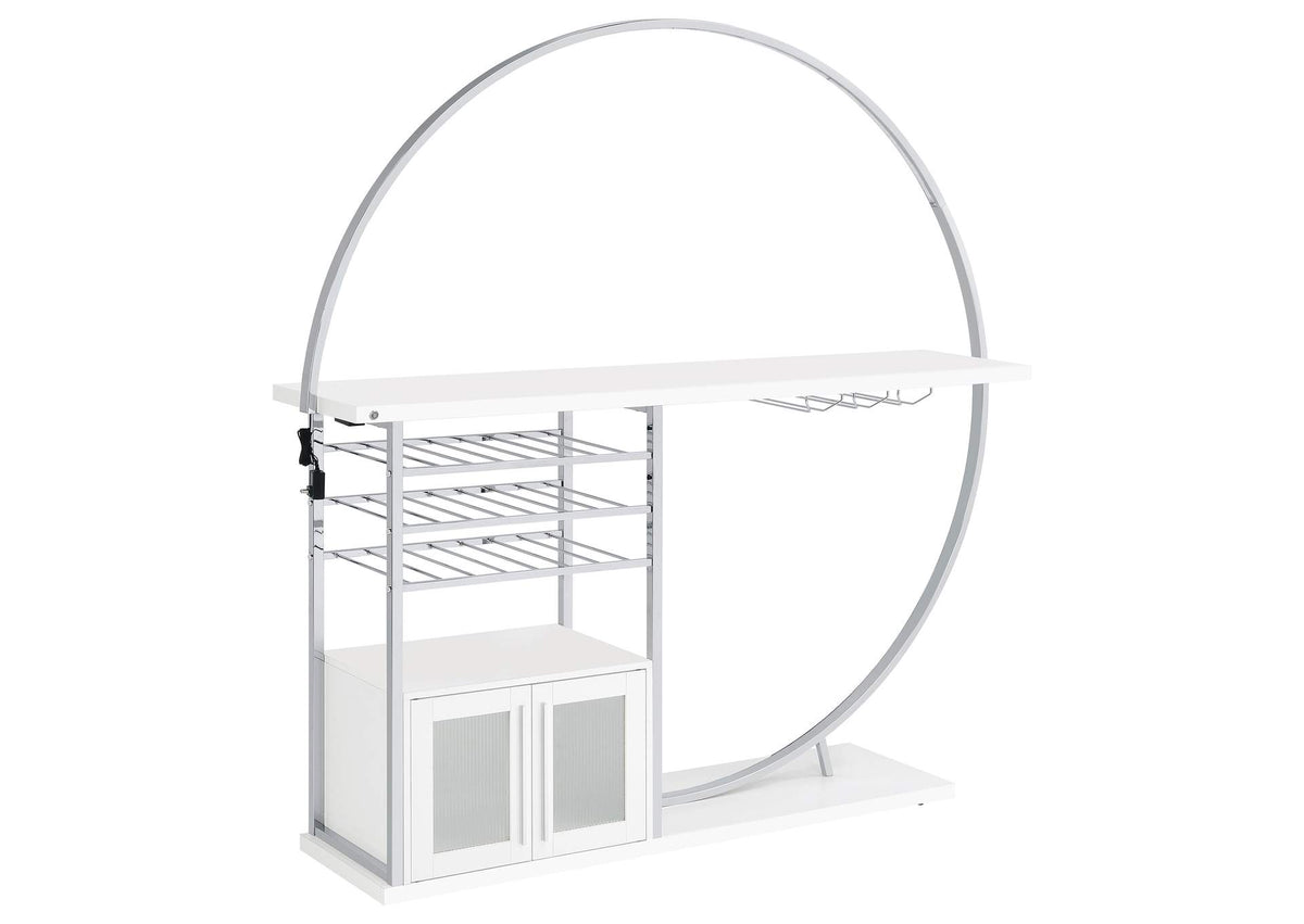 Risley 2-door Circular LED Wine Cabinet White High Gloss