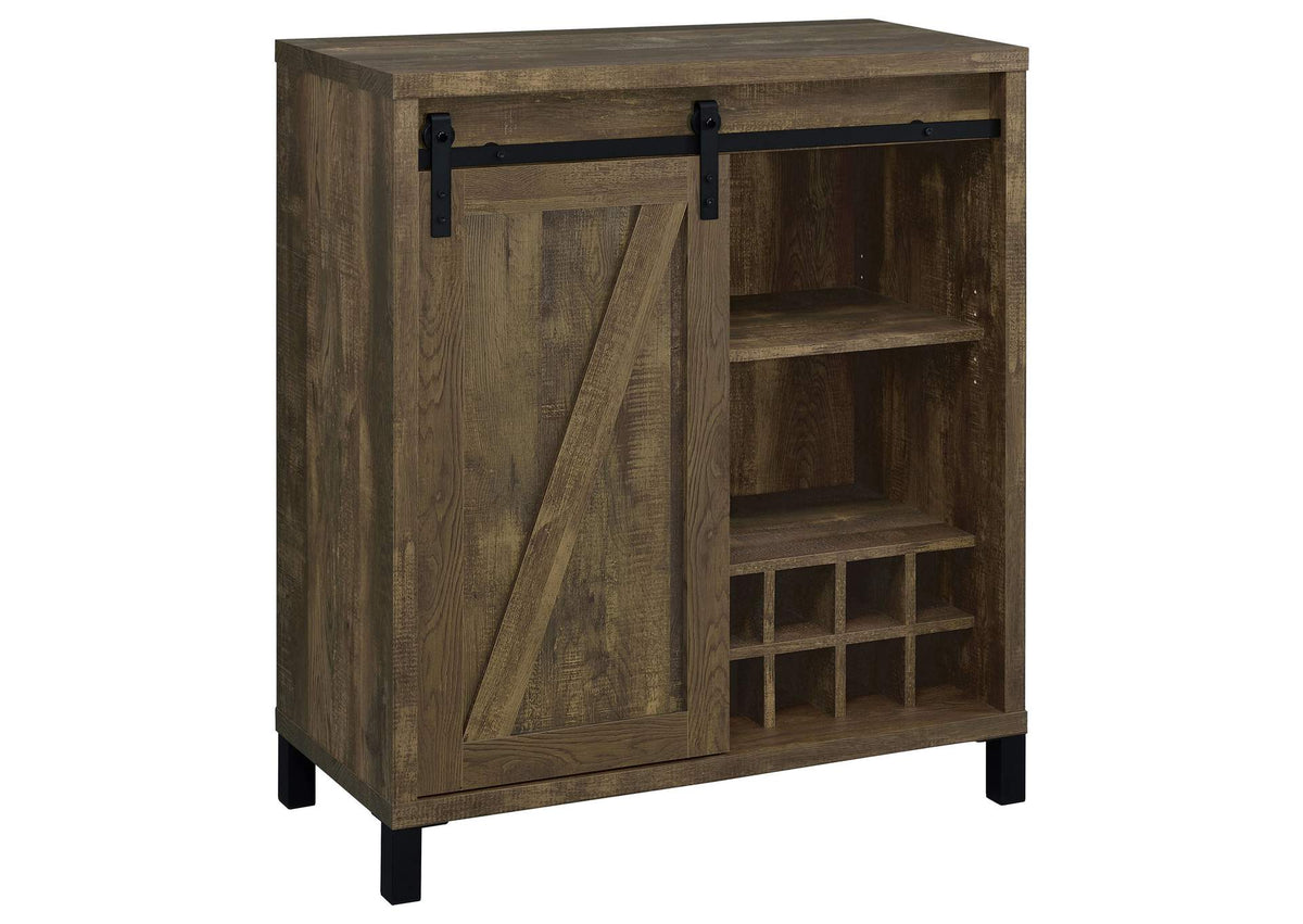 Arlington Sliding Door Home Bar Wine Cabinet Rustic Oak