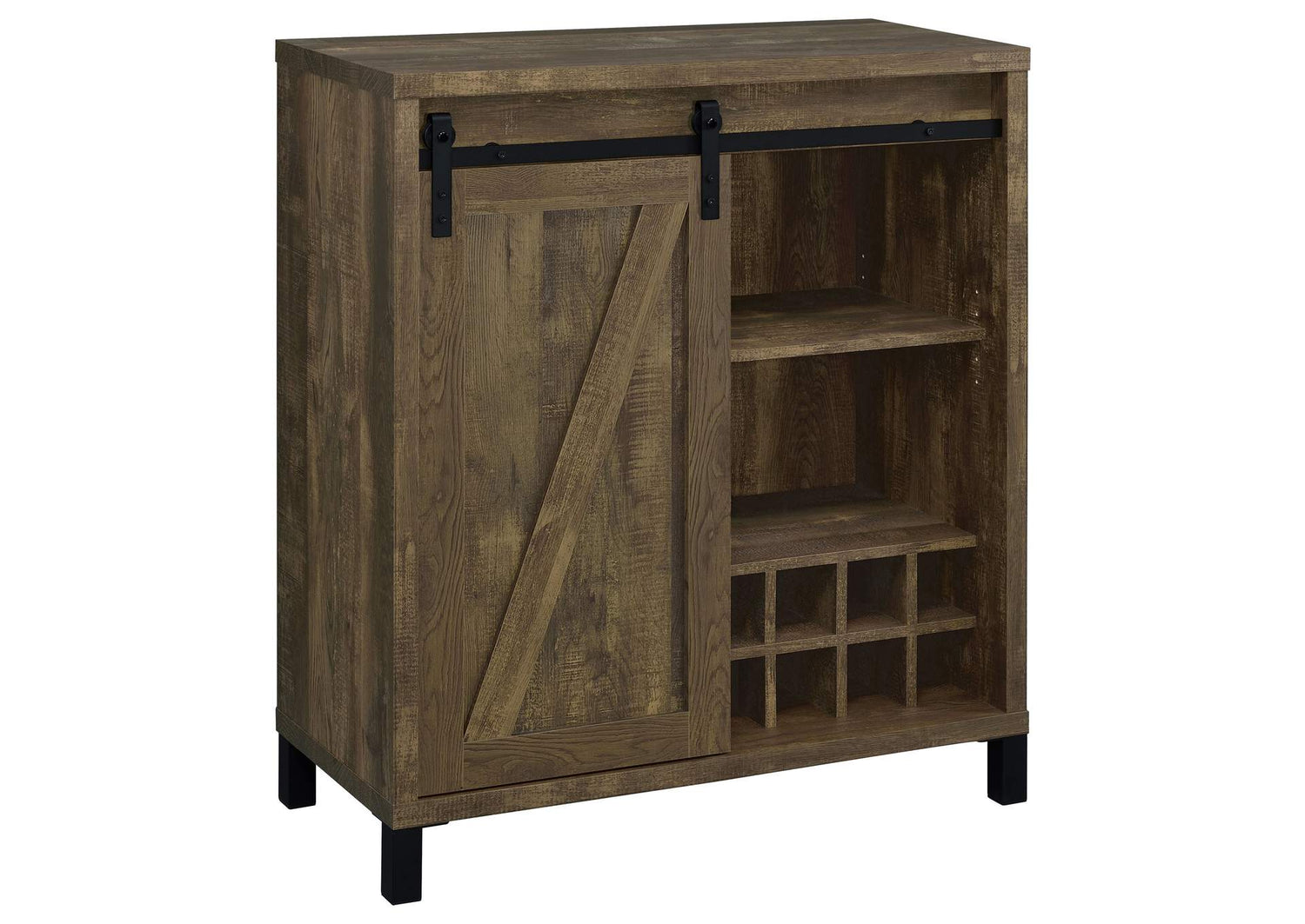 Arlington Sliding Door Home Bar Wine Cabinet Rustic Oak