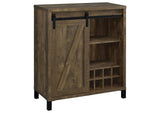Arlington Sliding Door Home Bar Wine Cabinet Rustic Oak