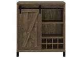 182852 Arlington Sliding Door Home Bar Wine Cabinet Rustic Oak