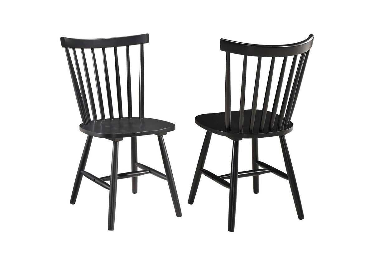 183042 Hollyoak Windsor Wood Dining Side Chair Black (Set of 2)