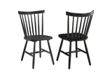183042 Hollyoak Windsor Wood Dining Side Chair Black (Set of 2)
