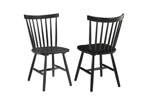 183042 Hollyoak Windsor Wood Dining Side Chair Black (Set of 2)