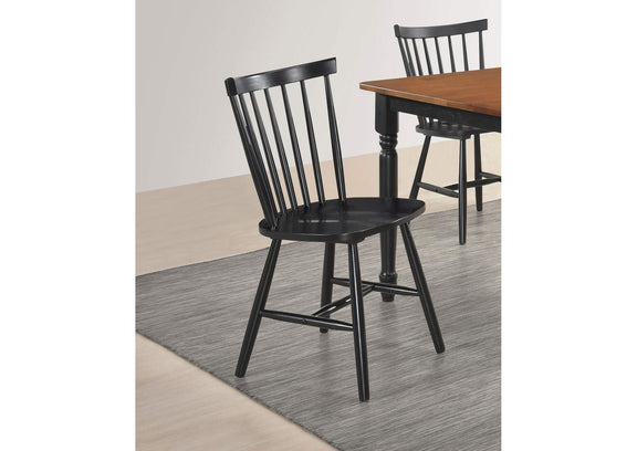183042 Hollyoak Windsor Wood Dining Side Chair Black (Set of 2)