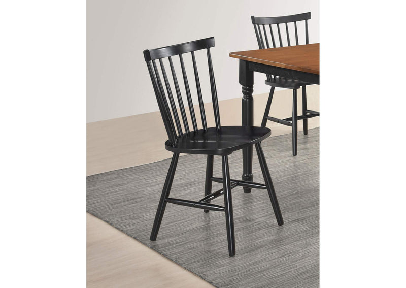 183042 Hollyoak Windsor Wood Dining Side Chair Black (Set of 2)