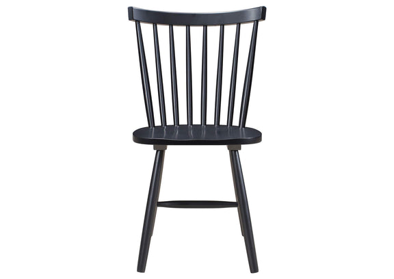 183042 Hollyoak Windsor Wood Dining Side Chair Black (Set of 2)