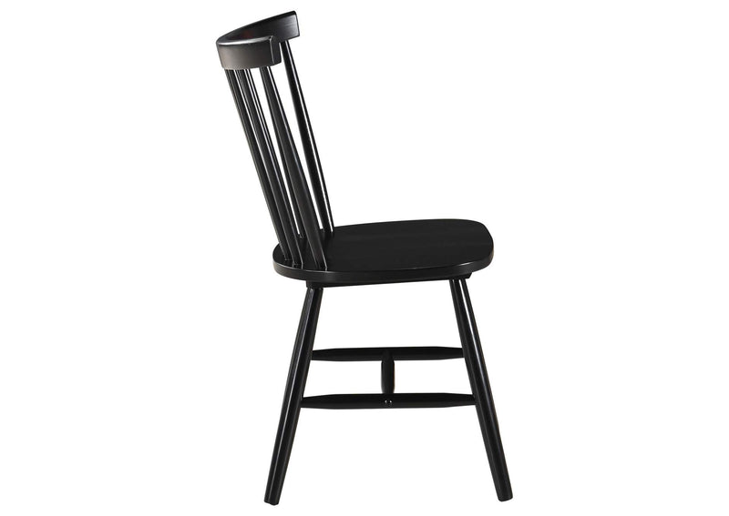 183042 Hollyoak Windsor Wood Dining Side Chair Black (Set of 2)