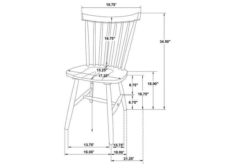 183042 Hollyoak Windsor Wood Dining Side Chair Black (Set of 2)