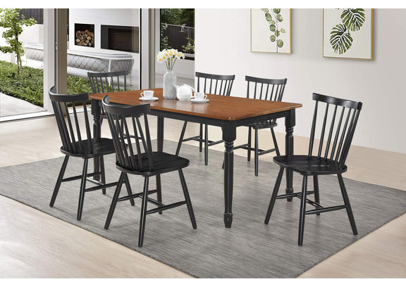 183042 Hollyoak Windsor Wood Dining Side Chair Black (Set of 2)