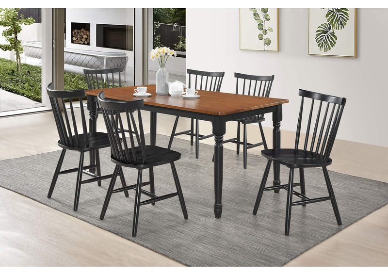 183042 Hollyoak Windsor Wood Dining Side Chair Black (Set of 2)