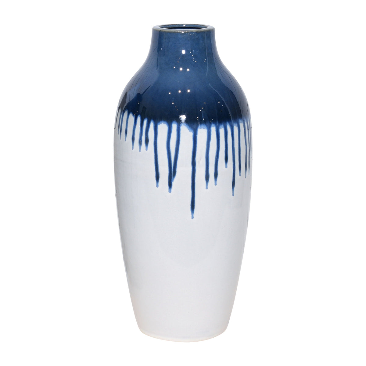 Clay 18" Drip Vase - Blue/White