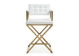TOV-K3668 Director White Performance Vegan Leather and Gold Steel Counter Stool