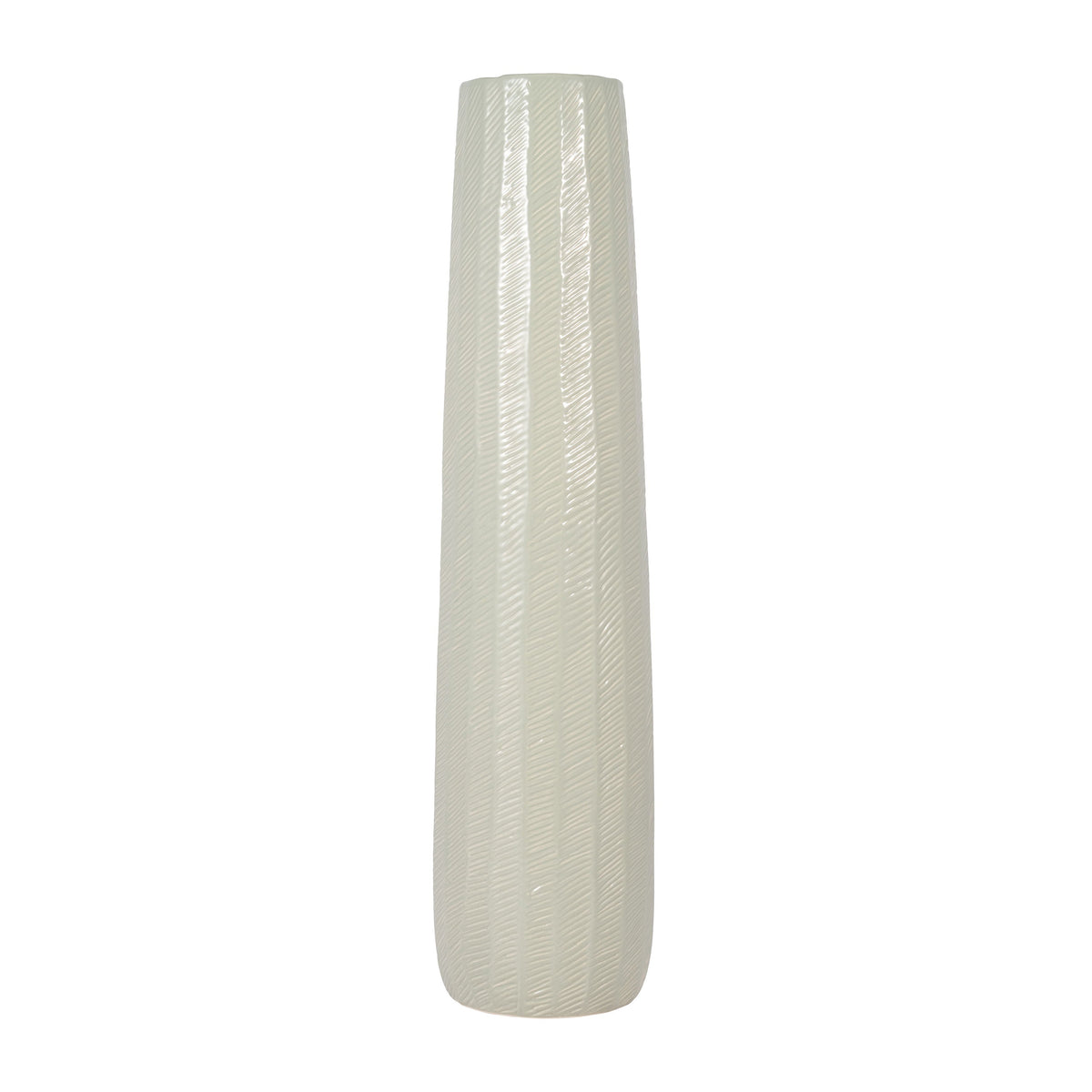 Ceramic 28" Etched Lines Cylinder Vase - Cucumber