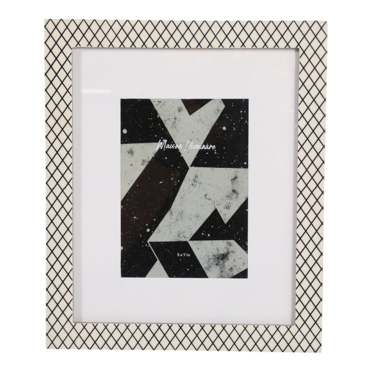 5" x 7" Matted Photo Frame Diamond Pattern - Black / White