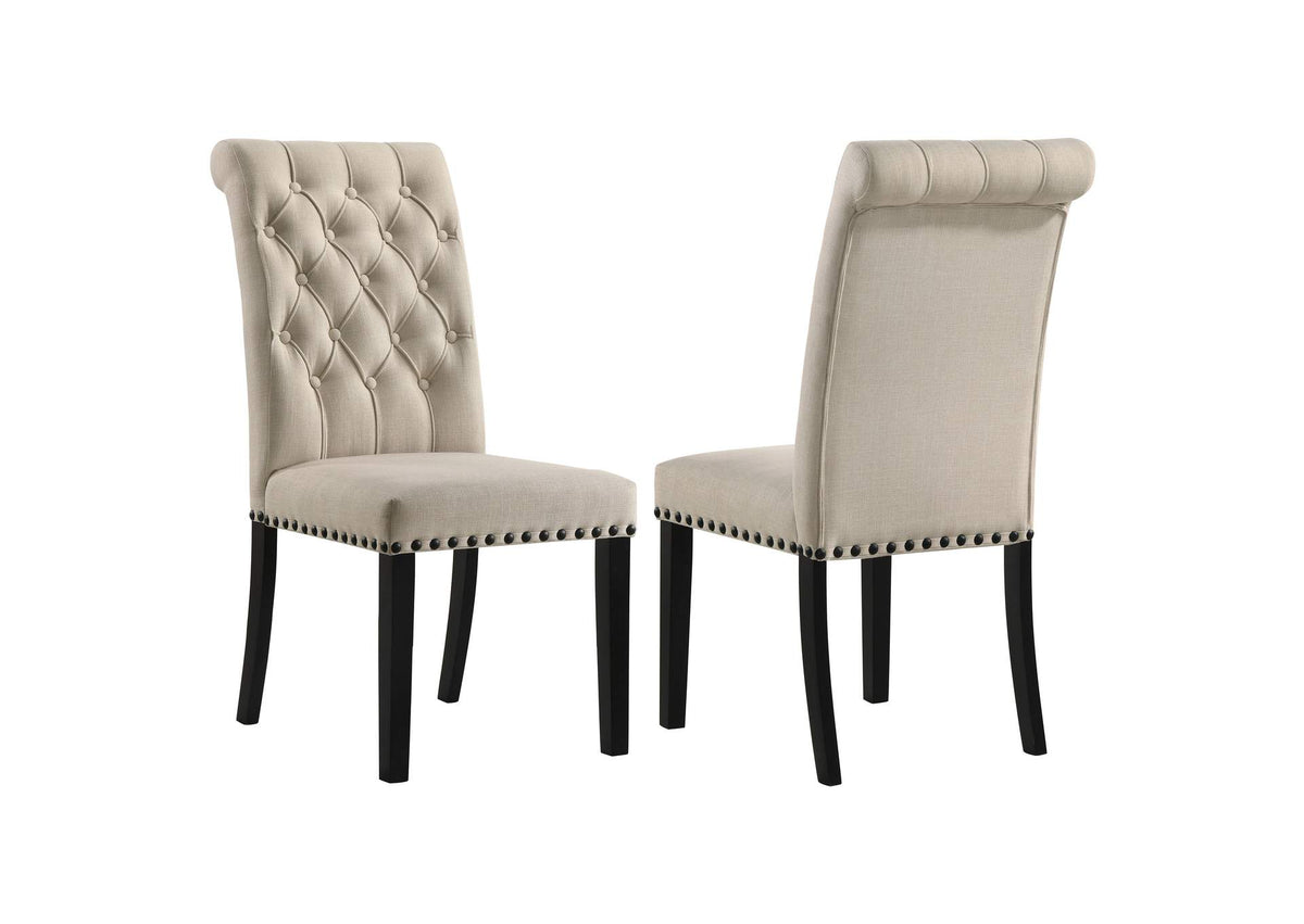 190162 Alana Fabric Upholstered Dining Side Chair Beige (Set of 2)