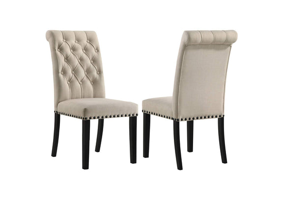 190162 Alana Fabric Upholstered Dining Side Chair Beige (Set of 2)