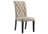 190162 Alana Fabric Upholstered Dining Side Chair Beige (Set of 2)