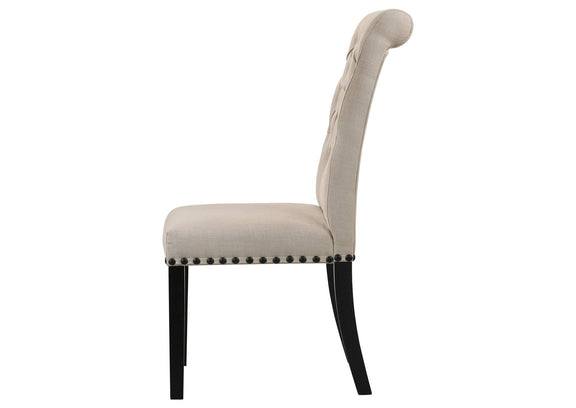 190162 Alana Fabric Upholstered Dining Side Chair Beige (Set of 2)