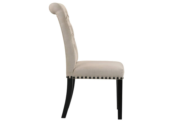 190162 Alana Fabric Upholstered Dining Side Chair Beige (Set of 2)