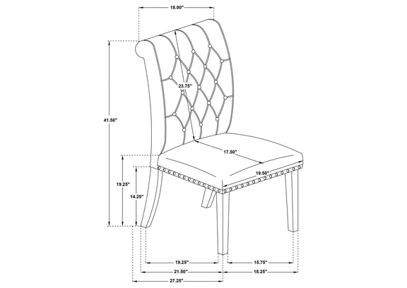 190162 Alana Fabric Upholstered Dining Side Chair Beige (Set of 2)