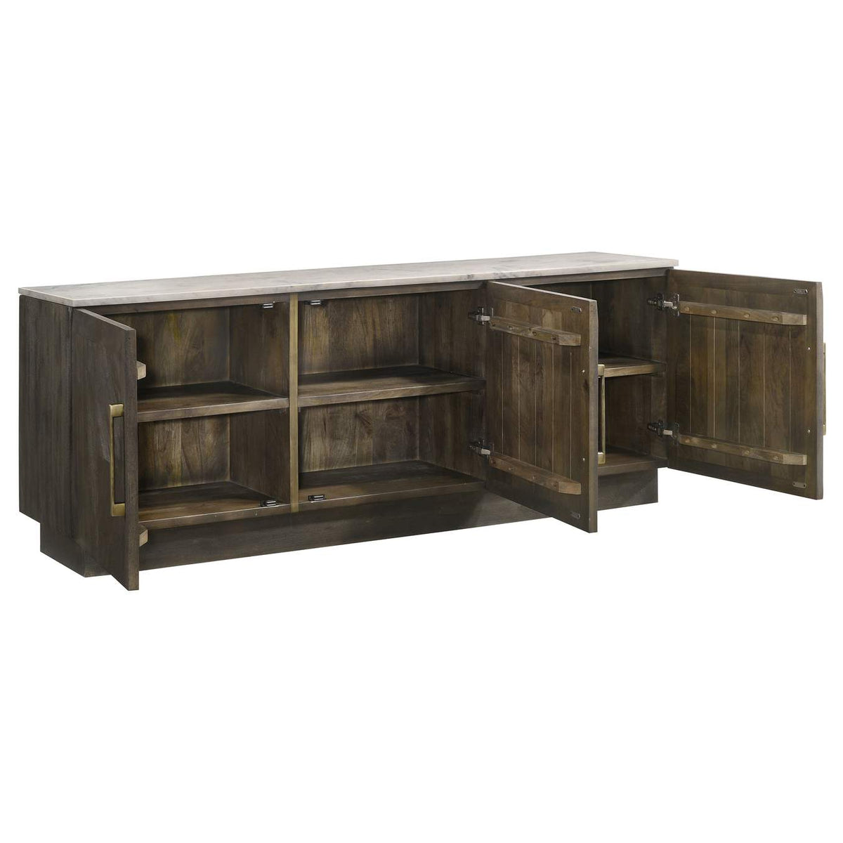 190655 Dennis 3-door Marble Top Sideboard Buffet Tobacco Grey