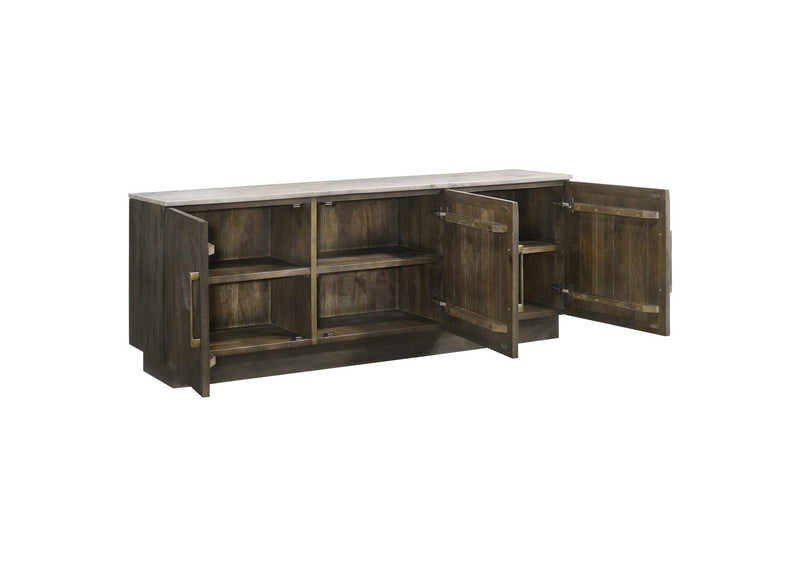 190655 Dennis 3-door Marble Top Sideboard Buffet Tobacco Grey