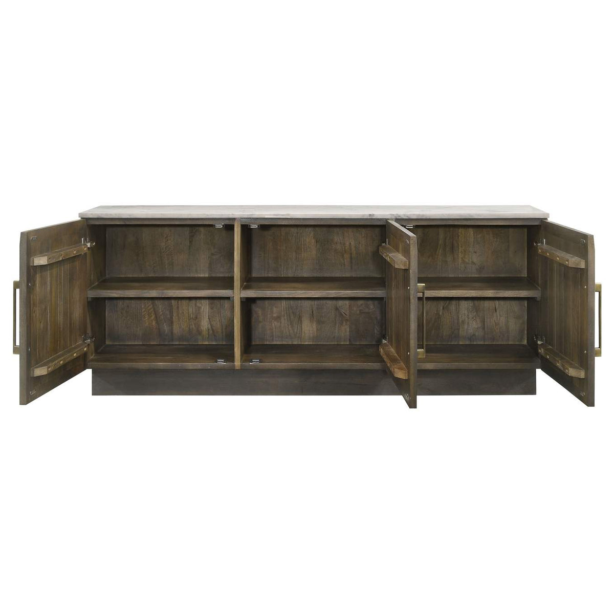 190655 Dennis 3-door Marble Top Sideboard Buffet Tobacco Grey