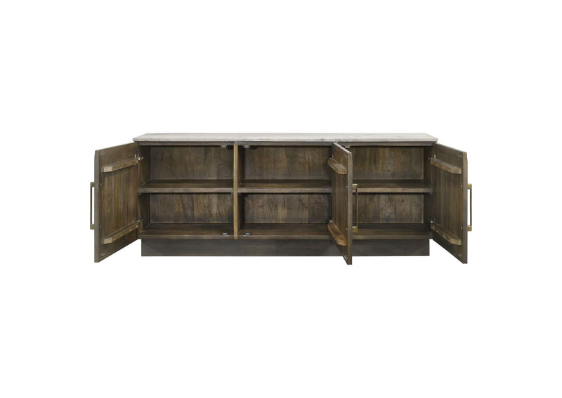 190655 Dennis 3-door Marble Top Sideboard Buffet Tobacco Grey