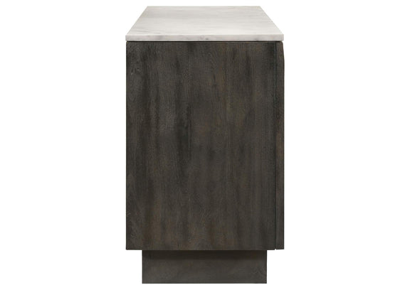 190655 Dennis 3-door Marble Top Sideboard Buffet Tobacco Grey