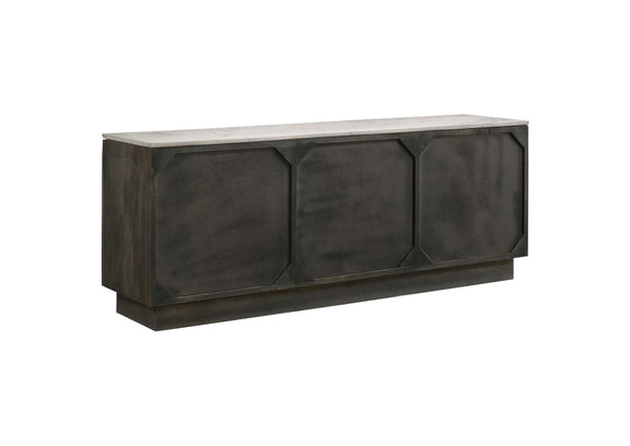 190655 Dennis 3-door Marble Top Sideboard Buffet Tobacco Grey
