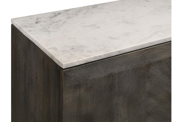 190655 Dennis 3-door Marble Top Sideboard Buffet Tobacco Grey