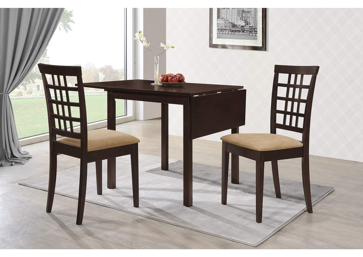 Kelso 3-piece Drop Leaf Dining Table Set Cappuccino and Tan